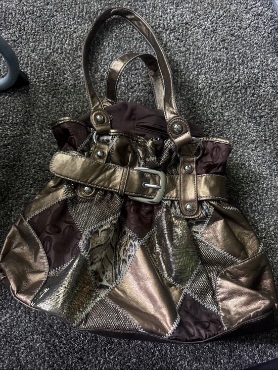 Chateau Handbags - Metallic Bronze Patchwork Tote Bag - Chateau